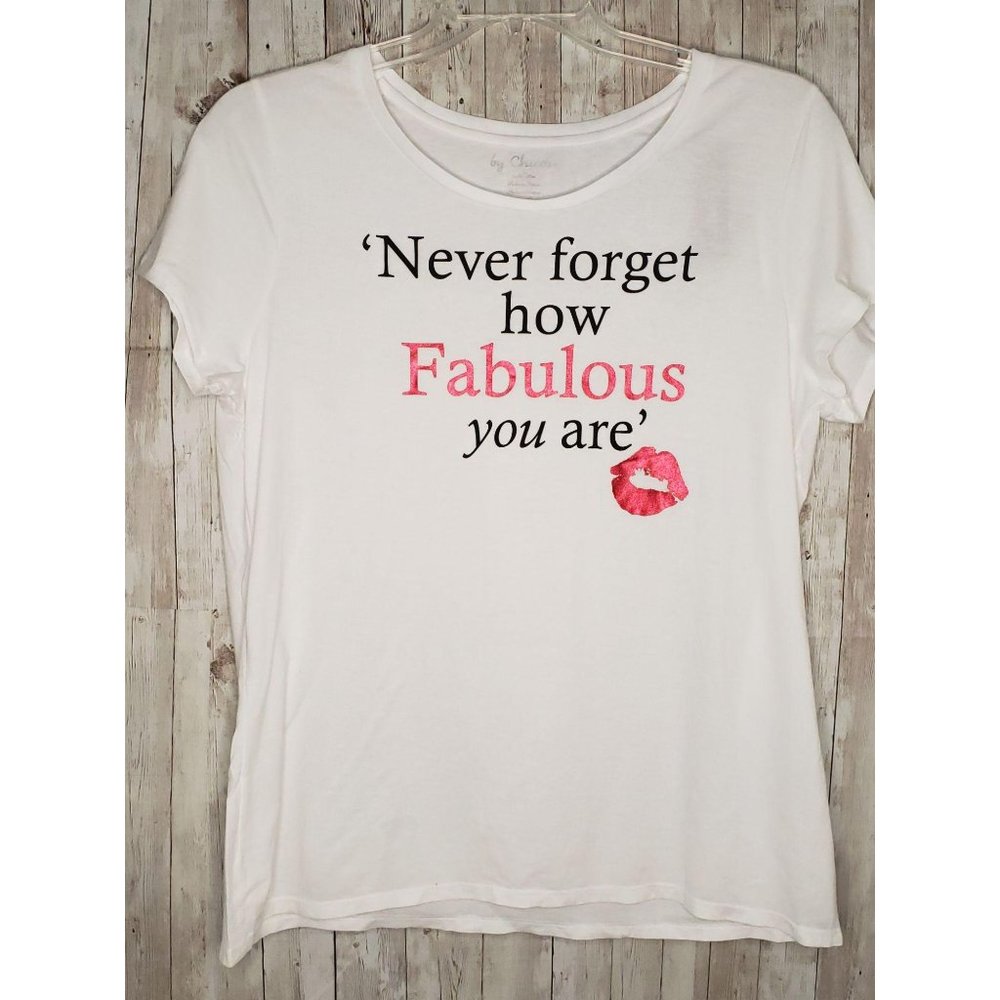 Chicos 2 How Fabulous SS Tee Optic White NWT